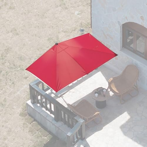 BGBZHMMEE Ombrellone da Parete Rettangolare, 8 Piedi X 4 Piedi, Ombrellone da Giardino, Ombrellone da Tavolo Regolabile per Esterni, Balcone, Giardino, Terrazza, Bar(Burgundy,200x100cm/6.5x3ft)