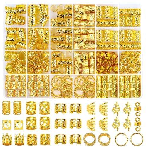 290 Stück Haarringe für Dreadlocks mit 17 Einzigartigen Designs Haar Schmuck für Kreative Frisuren, Ideal als Dreadlocks Schmuck und Haar Accessoires