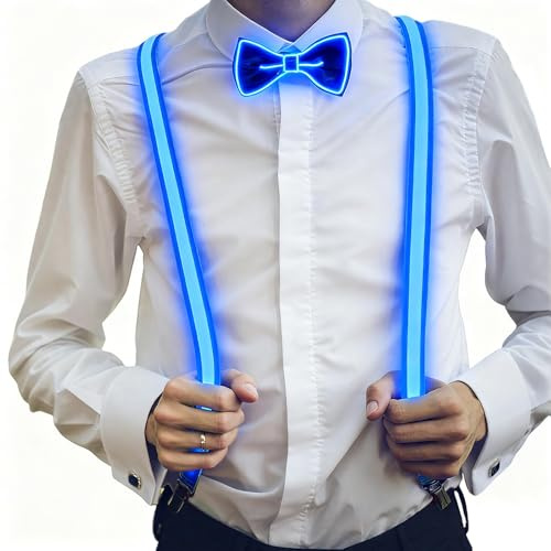 OBEST Corbatas luminosas para hombre, tirantes y pajaritas con luz LED, corbatas para hombre, para carnaval, clubes, fiestas, decoración festiva de moda, atuendos para festivales
