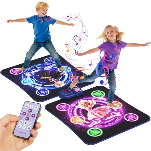 TooLion Tappetino da ballo doppio per bambini dai 3 ai 12 anni, con 12 pulsanti luminosi, 5 modalità di gioco, sensibile al tocco, musica integrata e volume regolabile, regalo di Natale per ragazzi e