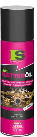 Spraytive 1 spray d'huile de chaîne de 300 ml - Pour vélo et vélo électrique - Huile de chaîne de vélo - Réduit les frottements et l'usure - Protège la chaîne, le pignon et le circuit - Huile Bike