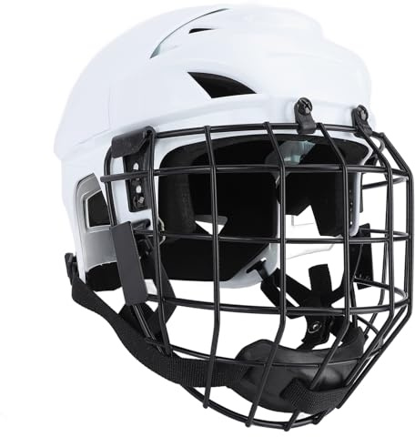 RiToEasysports Casco da Hockey, Combinato con Gabbia Casco Protettivo da Hockey su Ghiaccio per Ragazzi con Gabbia per Sport di Hockey su Pista (M)