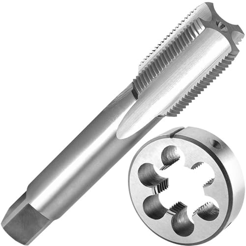 Juego de machos y matrices de acero de alta velocidad M20 x 1 mm, machos de roscar rectos a derechas con matriz redonda for reparación de fresado de metal.