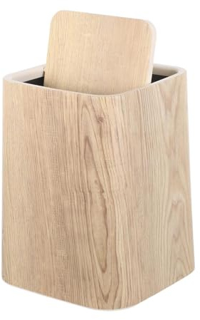 VILLFUL Pattumiera Rustica in Plastica Effetto Legno con Coperchio Ribaltabile Silenzioso Cestino Versatile per Cucina Bagno Camera e Ufficio Contenitore Leggero e Decorativo per Casa e