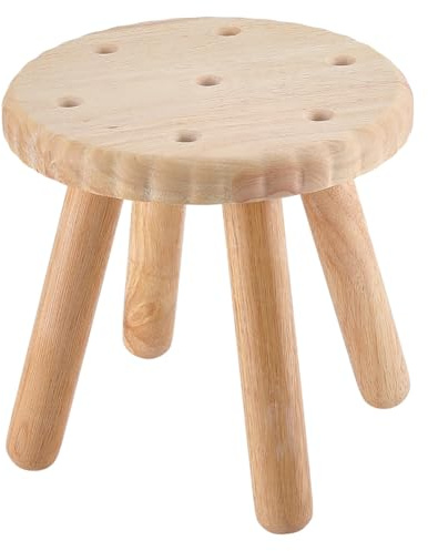 AHANDMAKER Massiver Holztritthocker 4 Bein Vielseitig Einsetzbar Runder Kleiner Kinderhocker Für Garten Drinnen als Sinnes Spieltisch Für Kleinkinder Im Badezimmer Im Spielzimmer Zuhause 26cm