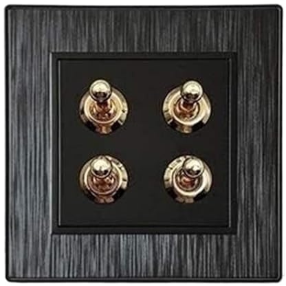 BPABDEITR Interruttore for luce da parete a 2 vie con levetta nero da 86 mm, 4 gang