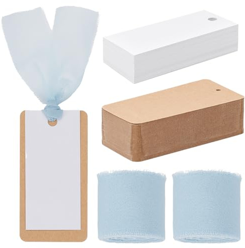 BENECREAT 80 Segnaposto per la tavola con cordoncino in finta pelle scamosciata azzurra da 10 m, cartellini regalo fai da te da appendere 10×5 cm per matrimoni, compleanni, banchetti e feste di Natale