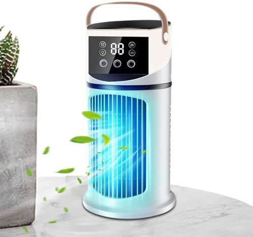 Raffreddatore nebulizzante da tavolo - Dispositivo umidificatore Ventola illuminata 15,5x15,5x27 cm, di evaporazione personale, Raffinato refrigeratore per spazi | Soluzione silenziosa per il