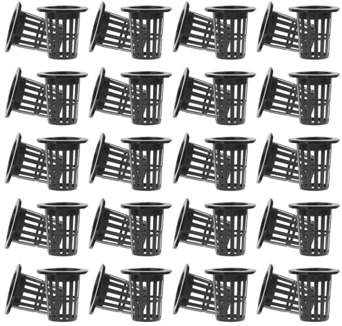 Toyvian Paniers Hydroponiques en Plastique 70Mm Noir 50 Pièces pour Culture Hors-Sol Jardinage Conception Unique pour Croissance Plantes