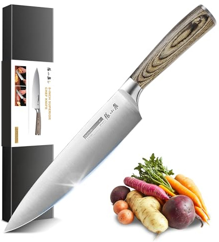 Coltello da cucina professionale da 20 cm, coltello da cucina affilato in acciaio inossidabile di alta qualità, manico ergonomico, ideale come coltello multiuso per carne e verdure