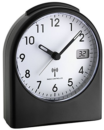 TFA Dostmann 98.1040.01 Analogue Alarm Clock Radio (Black with Battery)