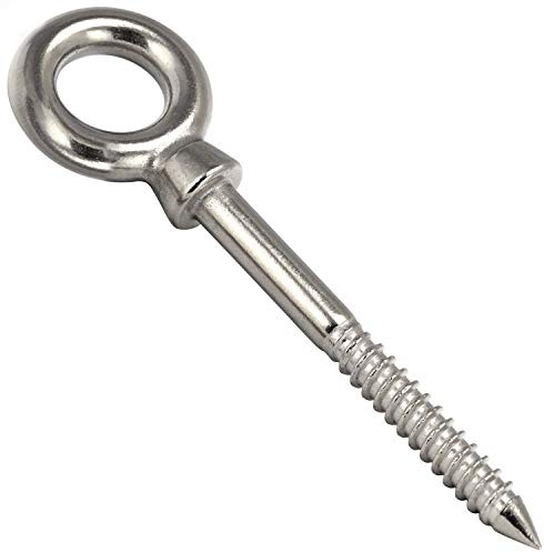 OPIOL QUALITY® Augbolzen mit Holzgewinde 10x100 mm aus Edelstahl A4 V4A (4 Stück) Ringschraube Ringbolzen Ösenschraube Augenbolzen Augenschraube Ringschrauben