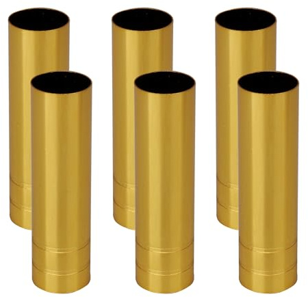 Yibuy 6er-Pack goldene Kerzenabdeckungen, 100 mm Länge, 25 mm Durchmesser, glatt poliert, geeignet für Kandelaber, Kronleuchter, Kronleuchter-Kerzenabdeckungen