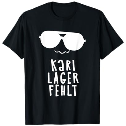 Teecommerce Designs König Karl Lager Fehlt KL Modedesigner T-Shirt Schwarz Unisex Klassisch Halbarm Small EU 38-40