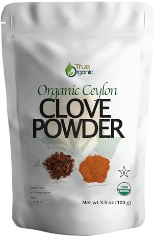 True Organic Ground Cloves, 3.5 ounces, Premium Quality, USDA Organic & Kosher Certified Organic Cloves Powder, Non-GMO, Fresh Ground Cloves, Pure Ceylon Premium Quality