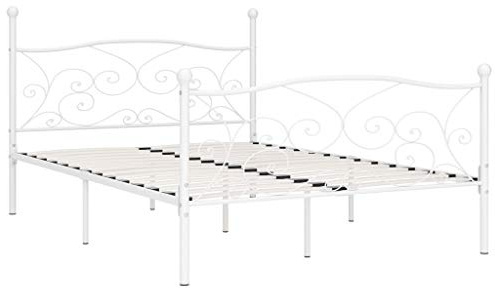 vidaXL Sängram utan madrass med ribbotten vit metall 140x200 cm