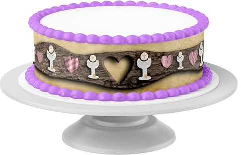 Tortenband Kommunion/Konfirmation 1 essbar - 4 Stück á 24cm x 5cm passend für Torten bis 30 cm zum mitessen - kreative Dekoration für Torten