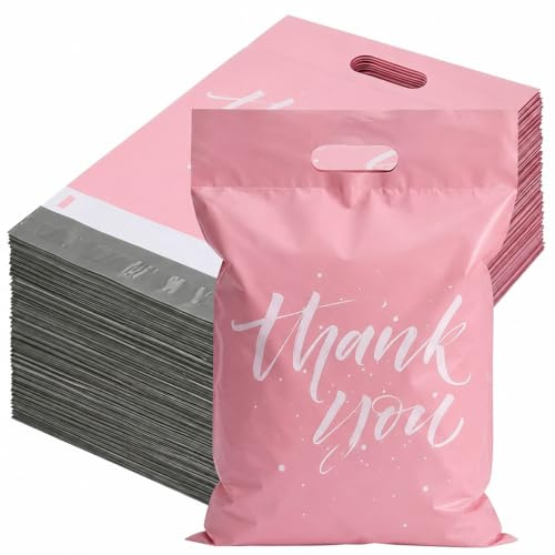 Switory Parcel Bags 10x13 with Handles, Self-Adhesive 100pc Pink