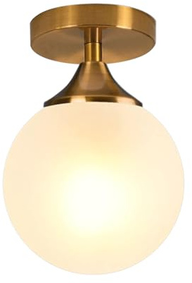 KCO Lighting Deckenleuchte Gold Halb-Bündig — Kugelförmige Glas-Lampe E27 für Flur, Eingang & Schlafzimmer, Ø 15 cm, Inkl. LED-Leuchtmittel, Werkzeuglose Montage