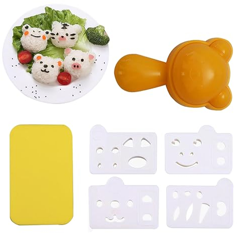 LVYIQI 1 lot de moules à sushi en forme d'animal de dessin animé chien, chat, lapin, panda, nori, riz - Outils japonais pour faire des sushis - Gadget de cuisine portable (orange)