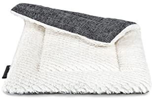 lionto Wendedecke wärmend für Hunde und Katzen, gefütterte Liegedecke waschbar mit strapazierfähiger und flauschiger Seite, 60x45 cm, hygienische Matte mit Kälteschutz für Haustiere aller Größen, grau