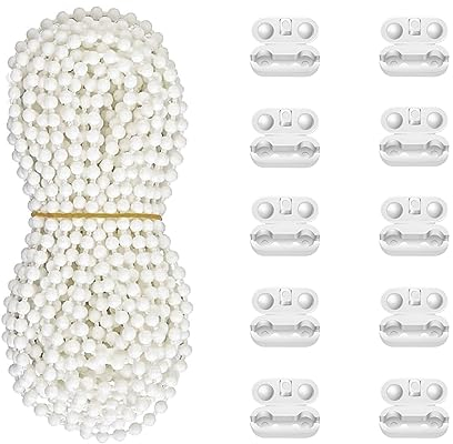 Antfly 10 Meter Rollokette mit 10 Stück Connector Clips für Rollenketten, Ersatzteile für bessere Rollladenketten verwendet für Rollos, Jalousien (Normal)