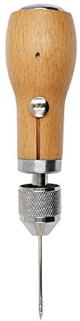 Pinzatrice in pelle, cucitrice a mano, per cucito, punteruolo, imbottitura, riparazione di cucito, con 1 pezzo di filo di cera, 2 aghi per tessuto in pelle