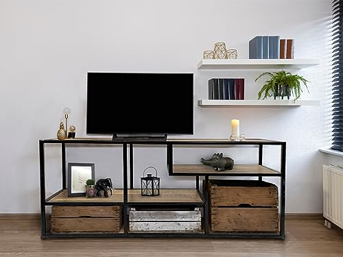 kreatives Wohnen Standregal Raumteiler Bücher Regal Medienregal Bücherbord 130x60x36cm Liverpool Metall-Gestell schwarz