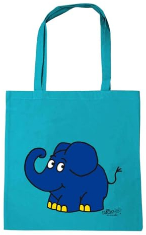 Logoshirt® Die Sendung mit der Maus I Elefant I Happy I Baumwolltasche I türkis I Lizenziertes Originaldesign