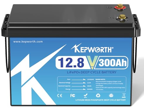 KEPWORTH LiFePO4 300Ah 12V Batterie, 3840Wh Lithium Akku mit 200A BMS, Max. 15000 Zyklen, Perfekter Ersatz für Blei-Säure für Wohnmobile, Solaranlage, Boot, Solarpanel Kit,Camping