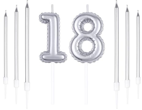 Silber 18-langer Geburtstagskerzen-Set für Kuchendekorationen