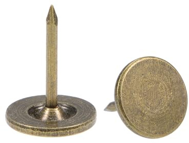 QUARKZMAN 60 Piezas de Clavos de Tapicería, Cabeza Plana de 11mmx15mm, Clavos Decorativos para Muebles, Tachuelas de Tapicería para Sofás y Cabeceros, Bronce