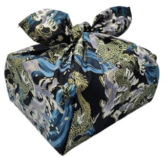 Furoshiki Geschenktuch Verpackungstuch traditionell aus Japan 70x70 cm (Blue Dragon)