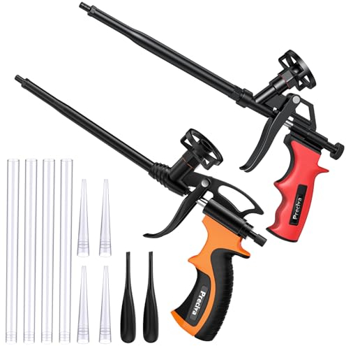 Preciva 2 Pistole per Schiuma Poliuretanica, Pistola di Schiumatura Professionale, Pistola Spray per Schiuma PU Espansiva, Applicatore Pistola per Calafataggio e Sigillatura con Schiuma Erogatrice