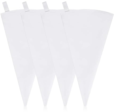 4 Pack Canvas Cloth Piping Bags Reusable Pastry Bags Fabric Icing Bags, Tipless Piping Bags for Baking, 12 inch Cake Piping Bags Cake Decorating Bags Icing Piping Bags (White)