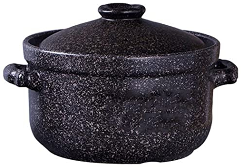 Cazuela con tapa, Olla de barro para cocinar Placa de inducción de cerámica con tapa Olla para guisar Cazuela para horno, Cacerola para sopa Cazuela para cocinar a alta temperatura Olla sanitaria, 3L