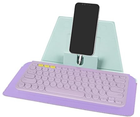 Housse de Clavier compacte Geekria, étui de Voyage en Cuir végétalien avec Support pour téléphone et Tablette, Compatible avec Logitech Pebble Keys 2 K380s / K380, Magic Keyboard (Daydream Mint)