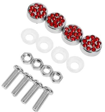 COSMEVIVI 1set Copertura Per Viti Di Targa Auto Con Design Strass Kit Completo Di Fissaggio Viti Di Sicurezza Elettroplaccate Compatibile Con Tutti Modelli Di Auto