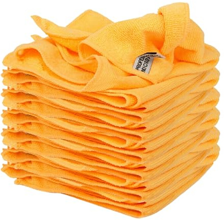Tek Automotive Orange 220GSM Microfibre Valeting Cloths 40x40cm – 25 Pack Lint-Free Car Detailing Cloths for Interior, Glass & Trim