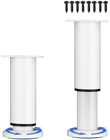 LJMbed 4 Stück Möbelfüße Metall, Möbelfüß Höhenverstellbar Set 25cm-42cm Einstellbar Stahl Bettfüße Ersatz Stützfüße Tischbeine für Möbel Sofa Bett. (Weiß-2, 18cm-31cm)