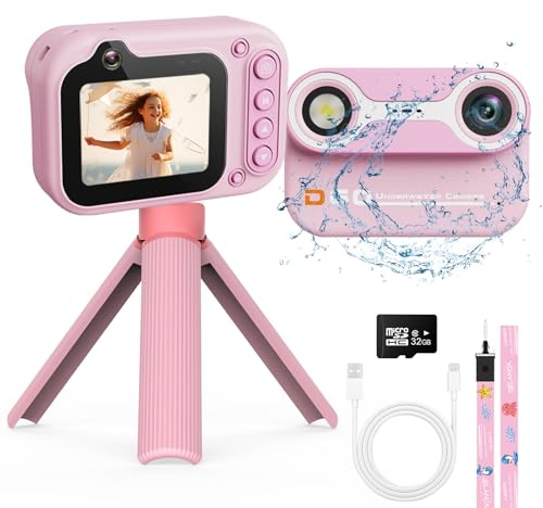 3T6B Unterwasserkamera Kinder Kamera,3M/10FT Unterwasserkamera Schnorcheln, 26MP Foto 1080P Video Digitalkamera Wasserdicht mit 32G Speicherkarte, für Kinder ab DREI Jahren geeignet
