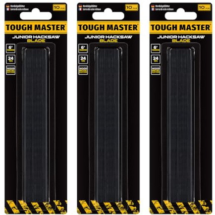 TOUGH MASTER Hacksaw Blades 150mm 30pcs Set Bow Saw 6 Replacement Blades for Small Junior Saw, Professional 24TPI Metal Blades for Metal, Wood, PVC PEX ABS Plastic Pack of 30