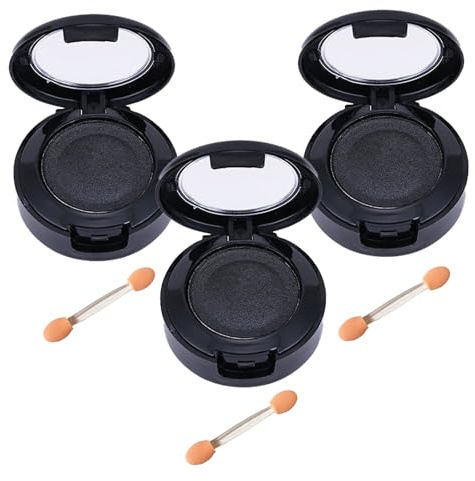 Xdealcozyxc 3 Pcs Single Matte Black Eyeshadow, High Pigment Longwear Black Eye Shadow with Mirror and Brush
