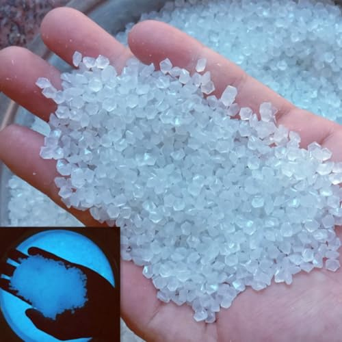 FOLANDO Lot de 6000 mini galets fluorescents en résine phosphorescents pour décoration de jardin, aquarium, paysages, vases, décoration, artisanat, 3 à 5 mm (blanc)
