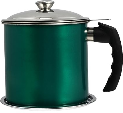 FIXOSHEE Lata de Aceite 1.3l Acero Inoxidable Verde Filtro Antigoteo Tapa Desmontable para Almacenamiento Cocina Hogar