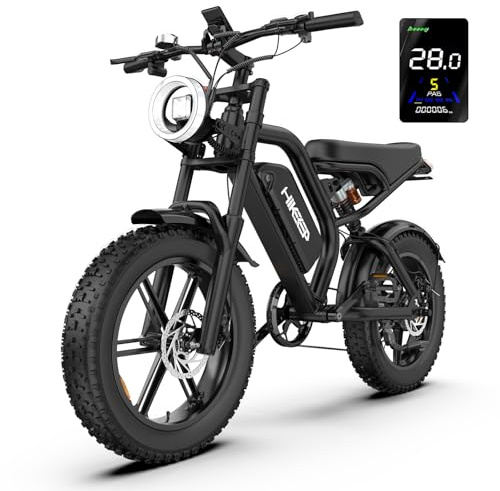 HiKeep Electric Bike for Adults - 20 x 4 Inch Fat Tire, 750W/Peak 1500W Motor, 48V15.6AH Detachable Battery, 4 Riding Modes Electric Dirt Bike, 7 Speed Electric Motorcycle, 28MPH UL 2849 Certified