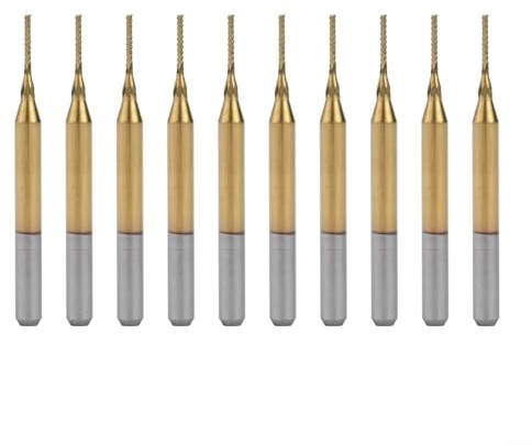 10 punte da incisione in carburo da 0,8 mm con gambo da 1/8, rivestite per fresa CNC per PCB, metallo, legno, plastica, di grado industriale