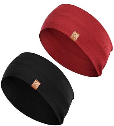 menique 100% Merino Damen Stirnband 2er Pack – rutschfestes Schweißband & breiter Ohrwärmer für Laufen, Wandern, Yoga & Sport, feuchtigkeitsableitend, Haarband