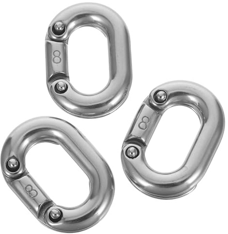 YARNOW Heavy Duty 8mm Stainless Steel Quick Link Chain Connector, 3pcs Marine Anchor Chain Repair Links for Rigging, Towing, and Industrial Use