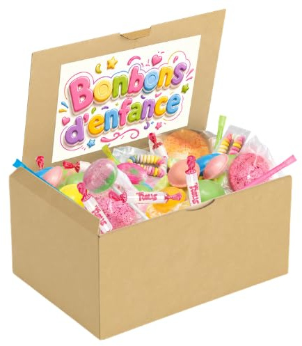 Bonbons d’Enfance - Assortiment Rétro de 100 bonbons individuels | Colliers et sucettes dextrose, pailles et soucoupes acidulées, boules coco - Anniversaire, candy bar, piñata, kermesse